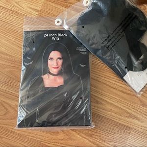 Black Wig NEW long 24 inch black shiny play